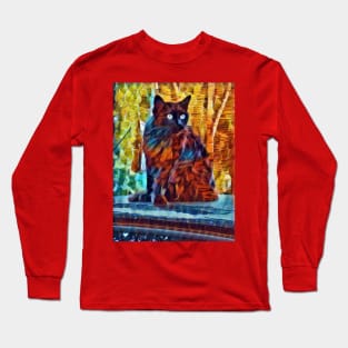 A blue-eyed cat sitting in the rain. Long Sleeve T-Shirt